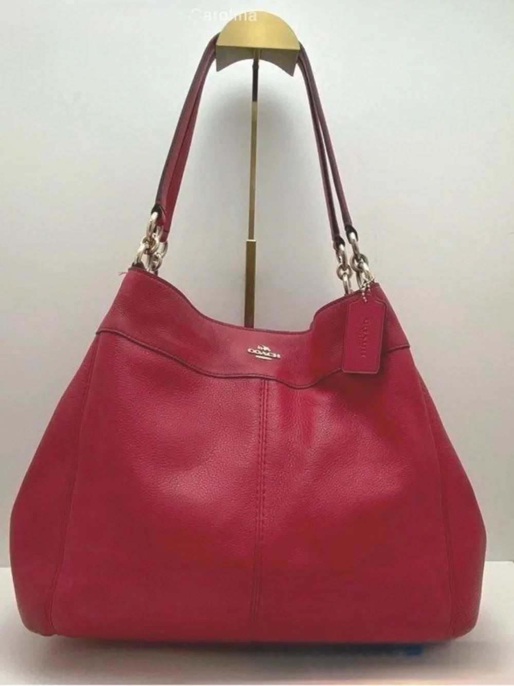 Coach Red Pebble Leather Lexy Shoulder Bag Purse F57545